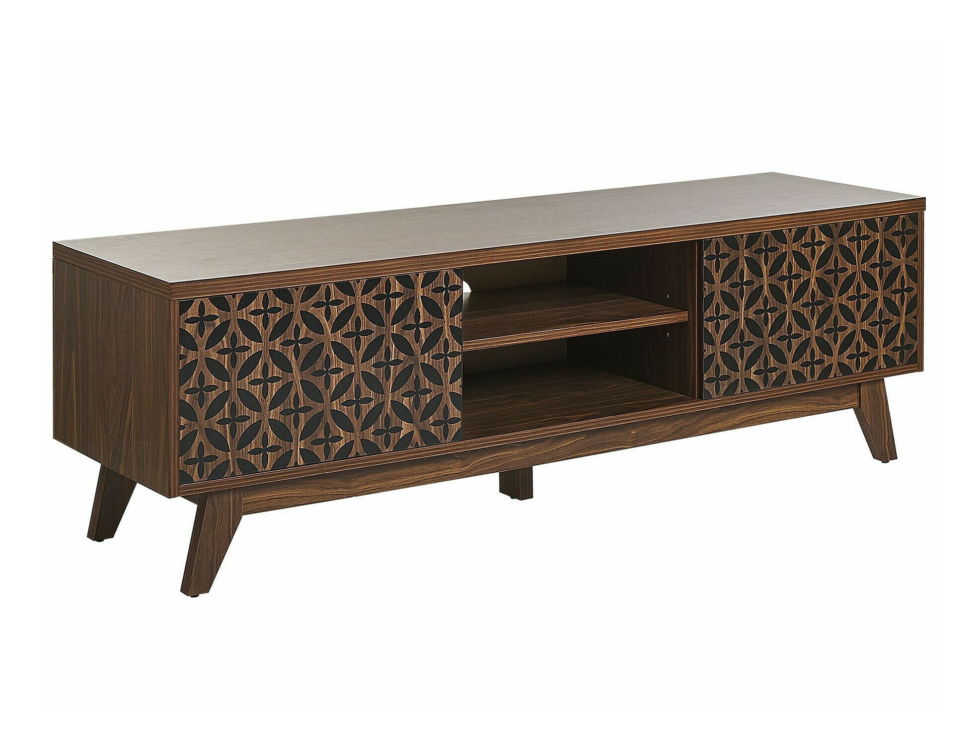 Έπιπλο τηλεόρασης Berwyn 1146 (Σκούρο ξύλο + Μαύρο)