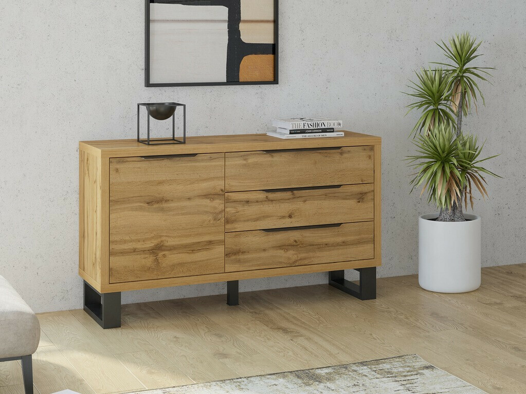 Chest of drawers Avicavu 109 (Wotan Oak + Black)