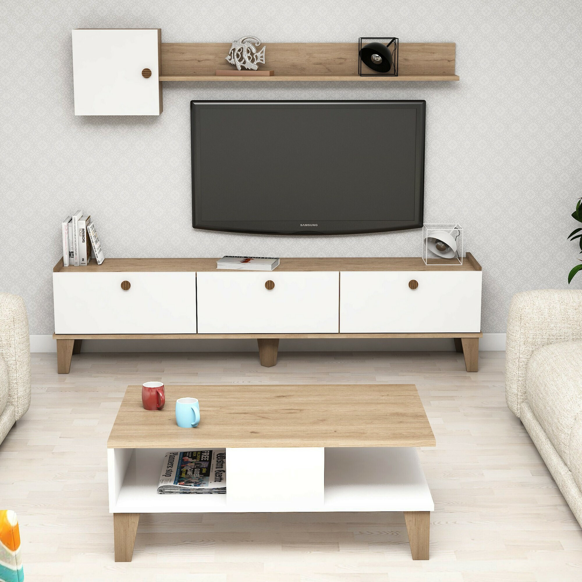 Living room set Kailua 723 (Oak + White)