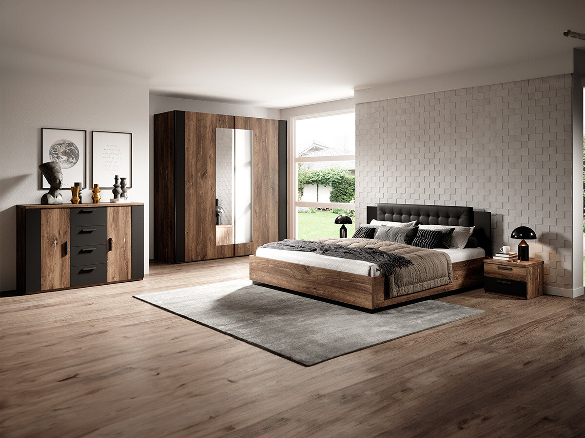 Bedroom set Felelie 108 (Dark Flagstaf oak + Copper)
