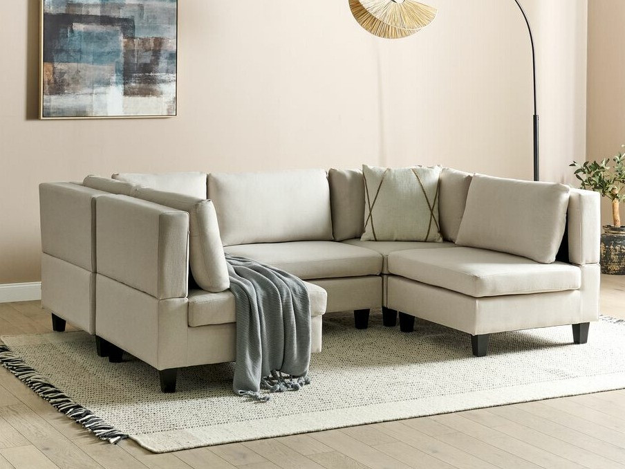 Αρθρωτός γωνιακός καναπές Elbmeli 104 (Μπεζ)