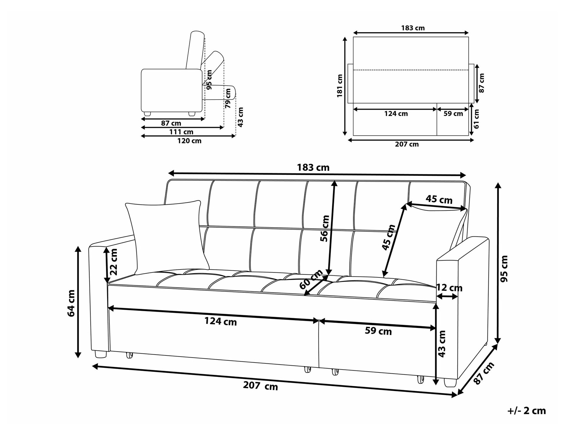Sofa bed Berwyn 1774 (Grey)