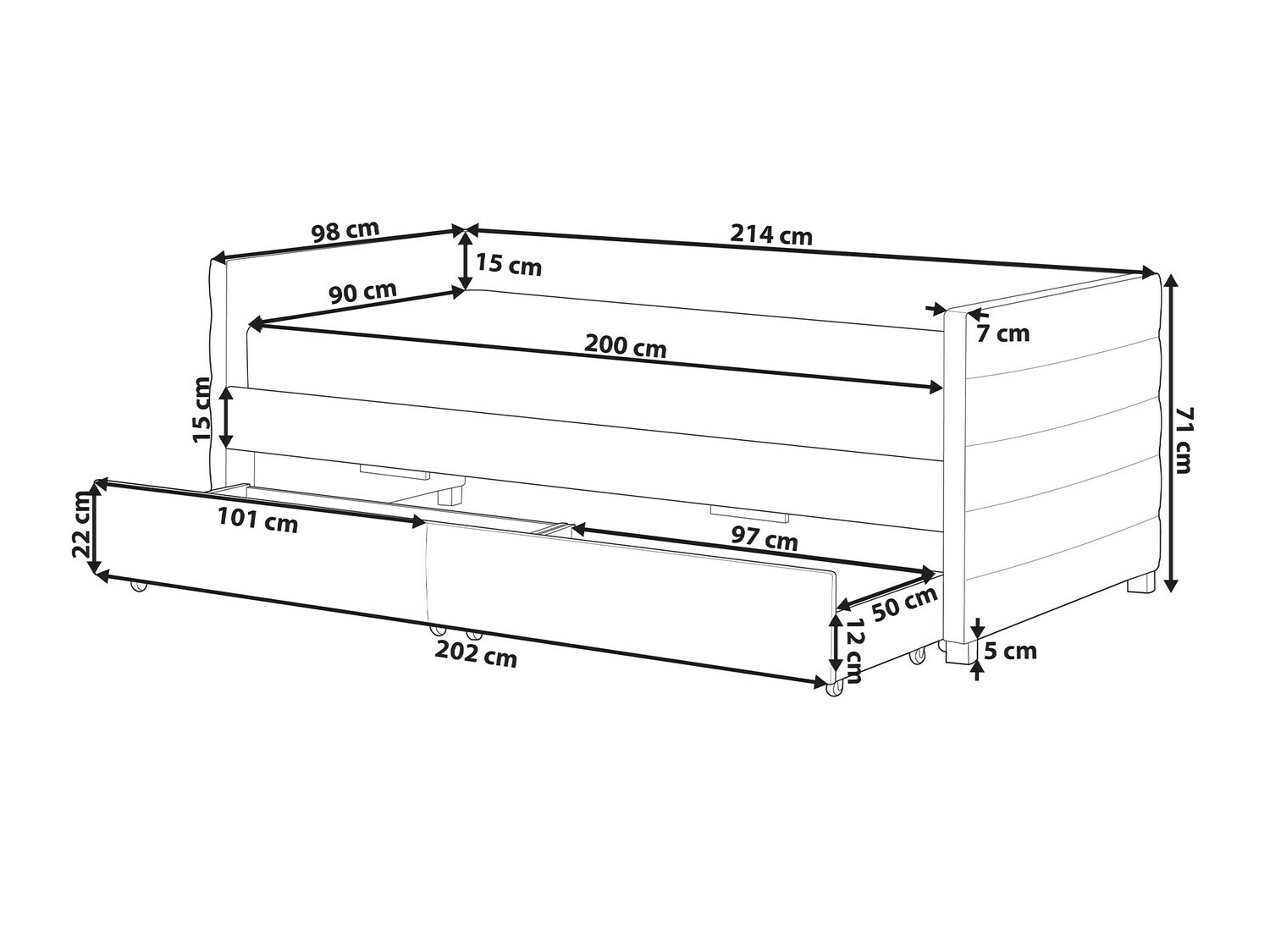 Κρεβάτι Berwyn 613 (Μαύρο)