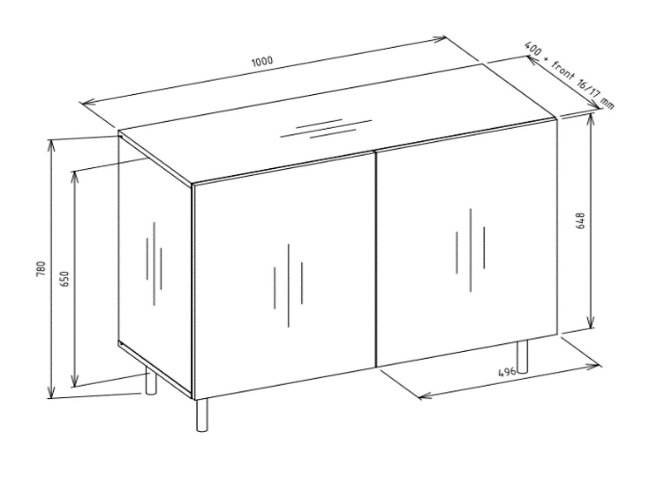 Sideboard Romseru 100 (Blue + Artisan oak)