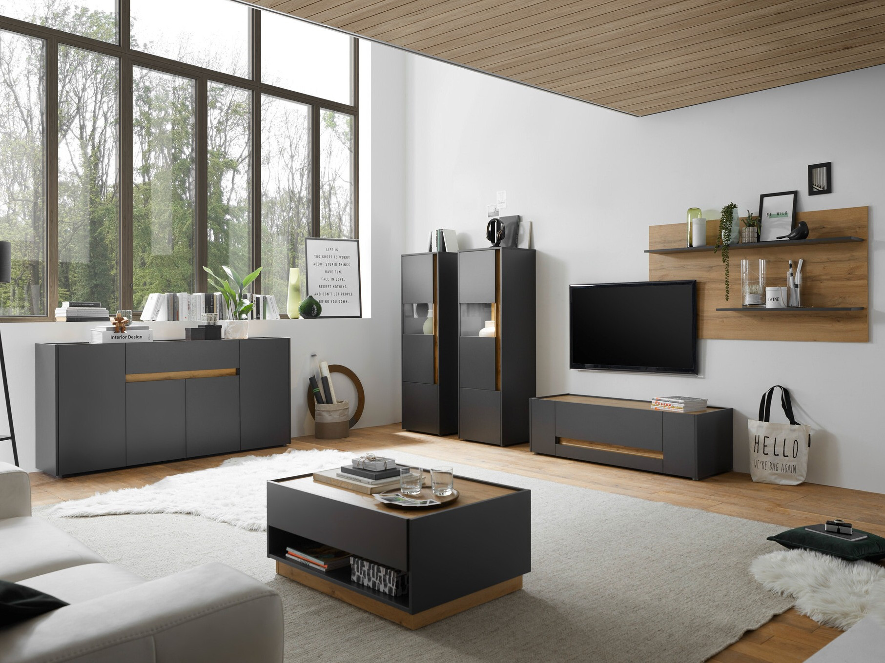 Βιβλιοθήκη Elbsori 102 (Ανθρακί + Δρυς wotan)