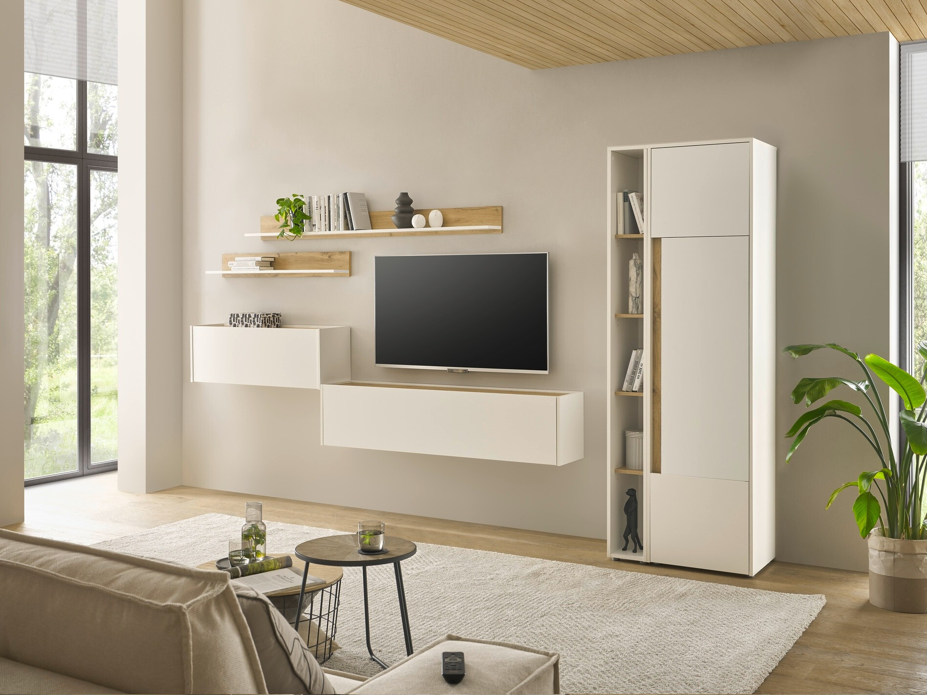 Bookcase Elbsori 103 (White + Wotan Oak)