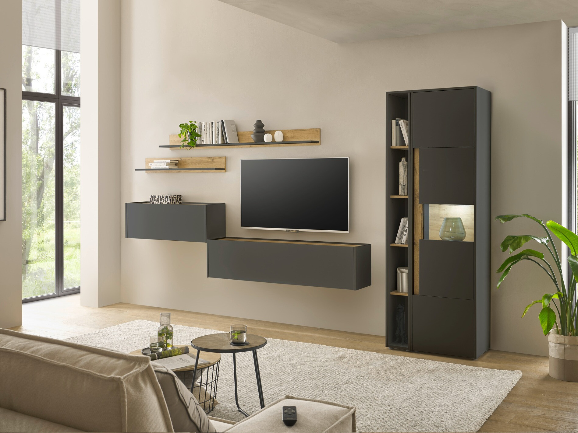 Bookcase Elbsori 105 (Anthracite + Wotan Oak)