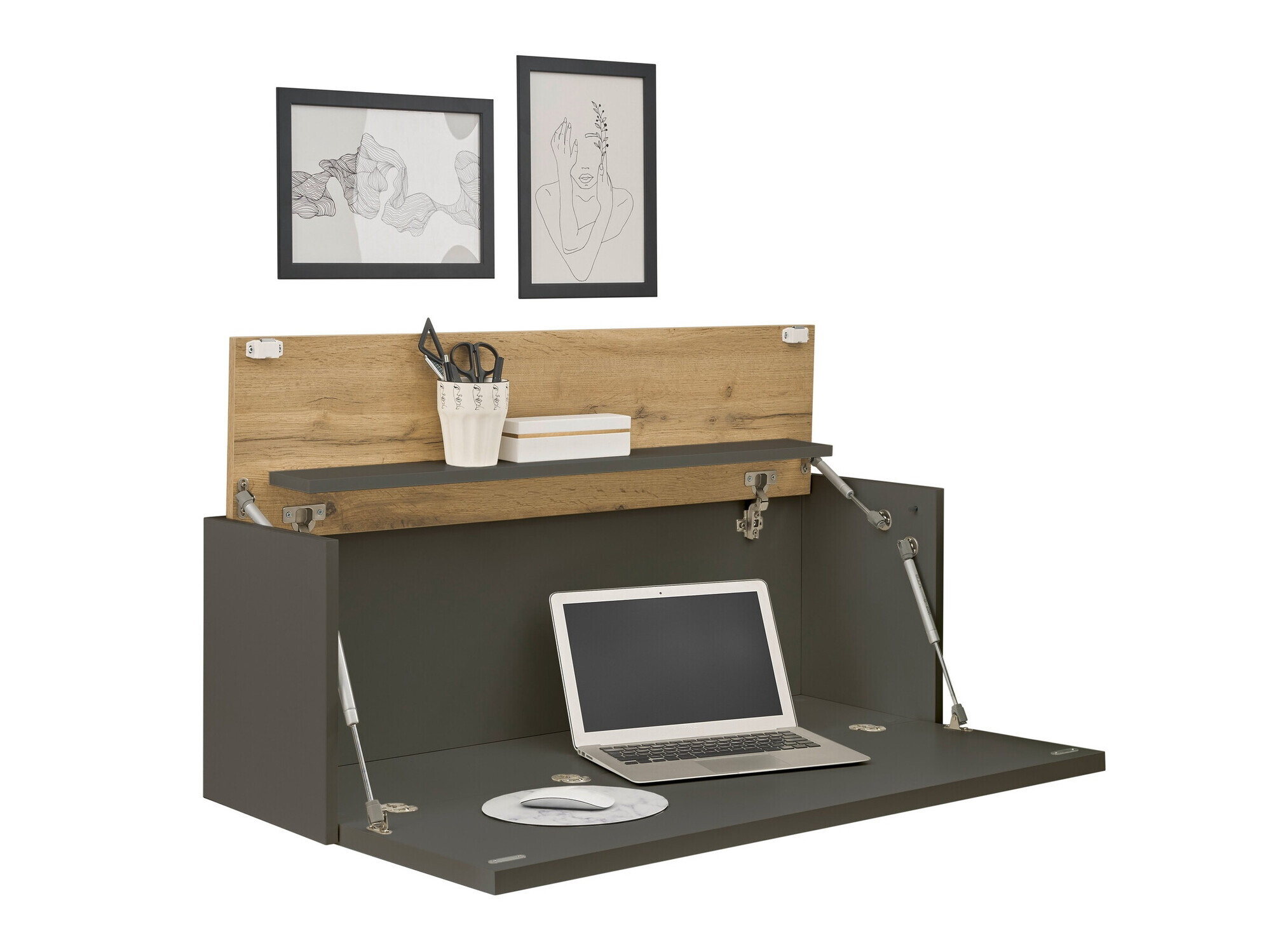 Γραφείο Elbsori 107 (Ανθρακί + Δρυς wotan)