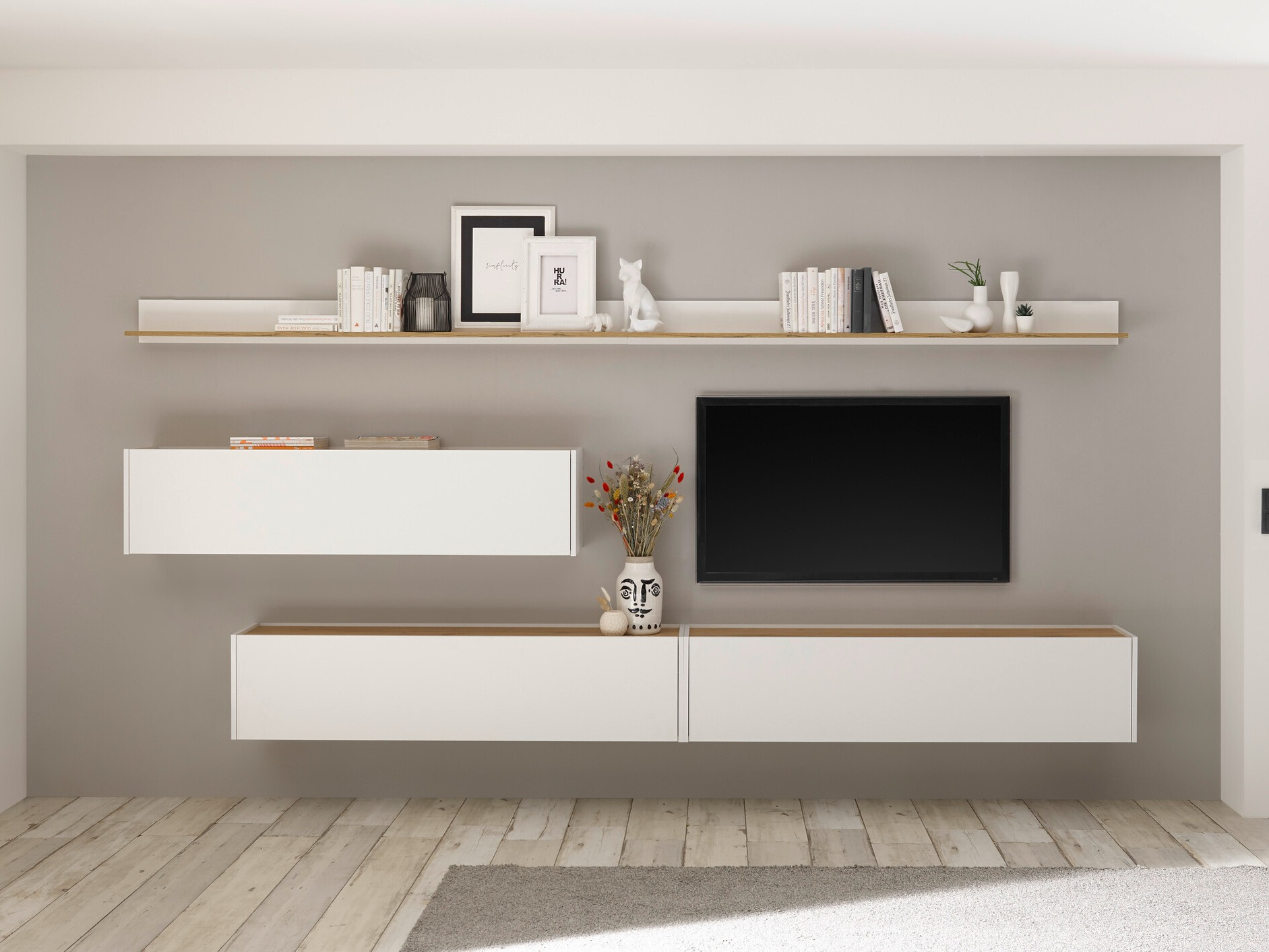 TV stand Elbsori 108 (White + Wotan Oak)