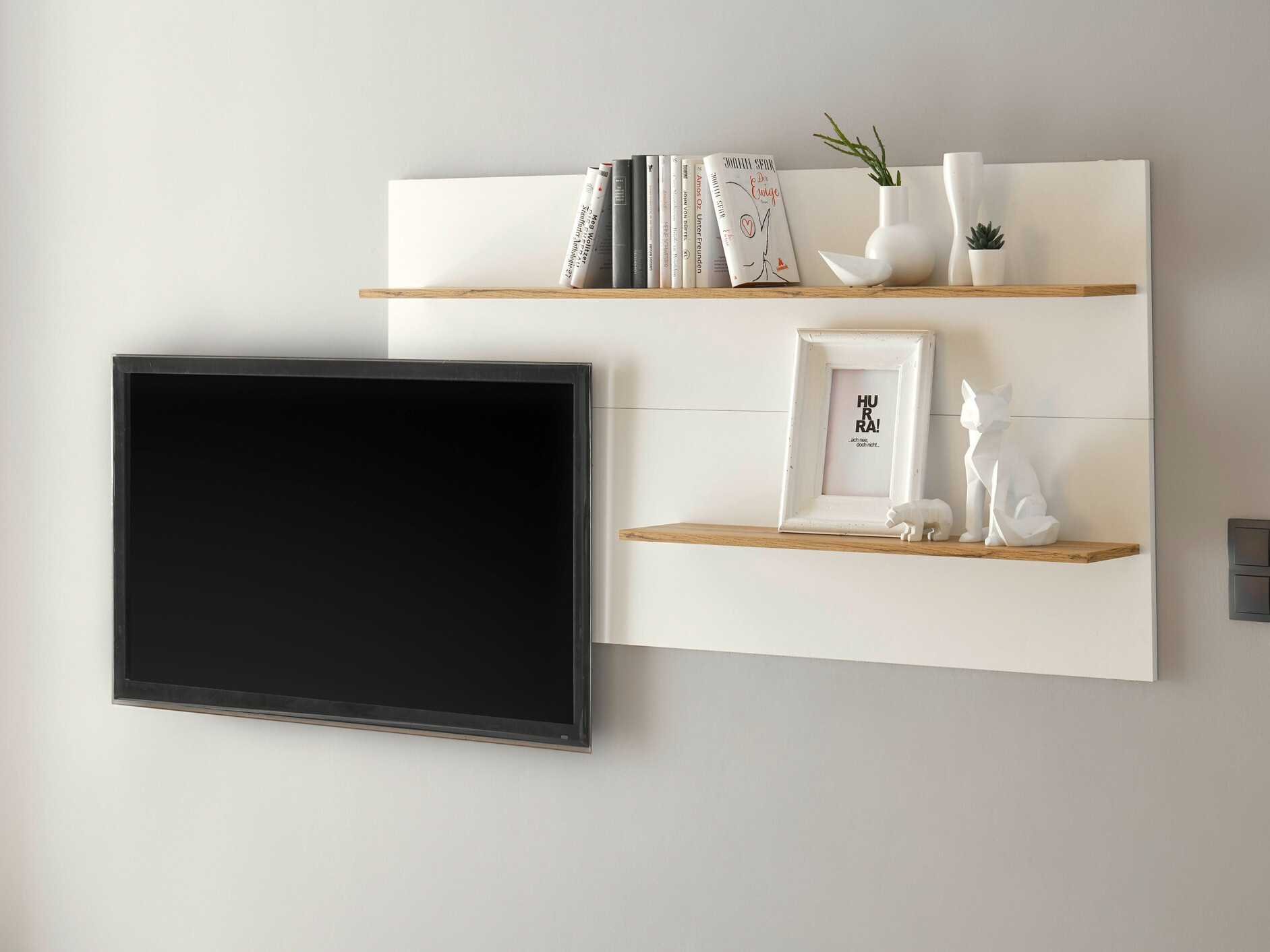 Ράφι τοίχου Elbsori 112 (Άσπρο + Δρυς wotan)