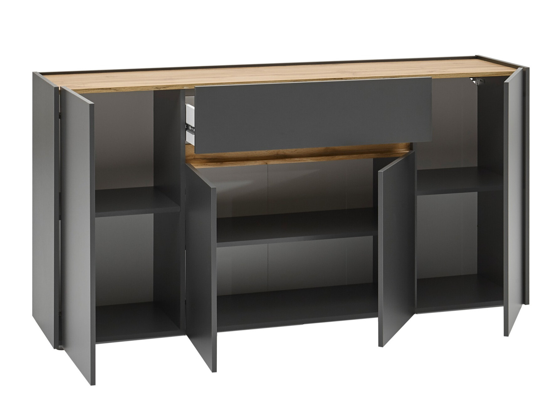 Chest of drawers Elbsori 117 (Anthracite + Wotan Oak)