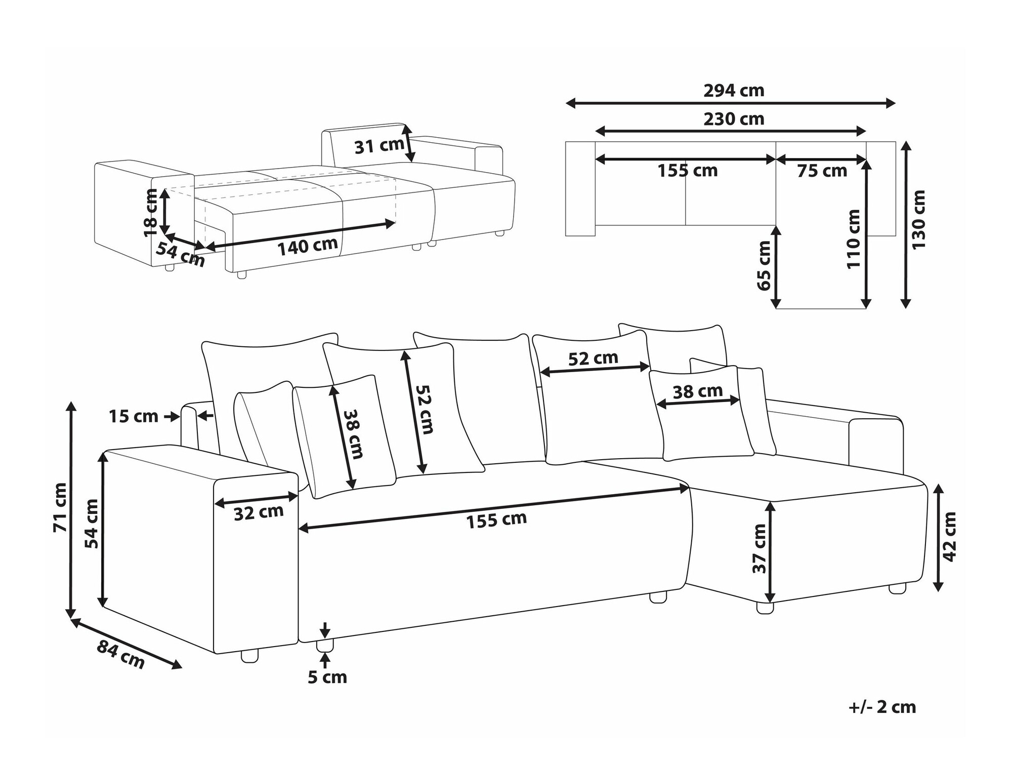 Γωνιακός Καναπές Berwyn 1801 (Κρεμ)