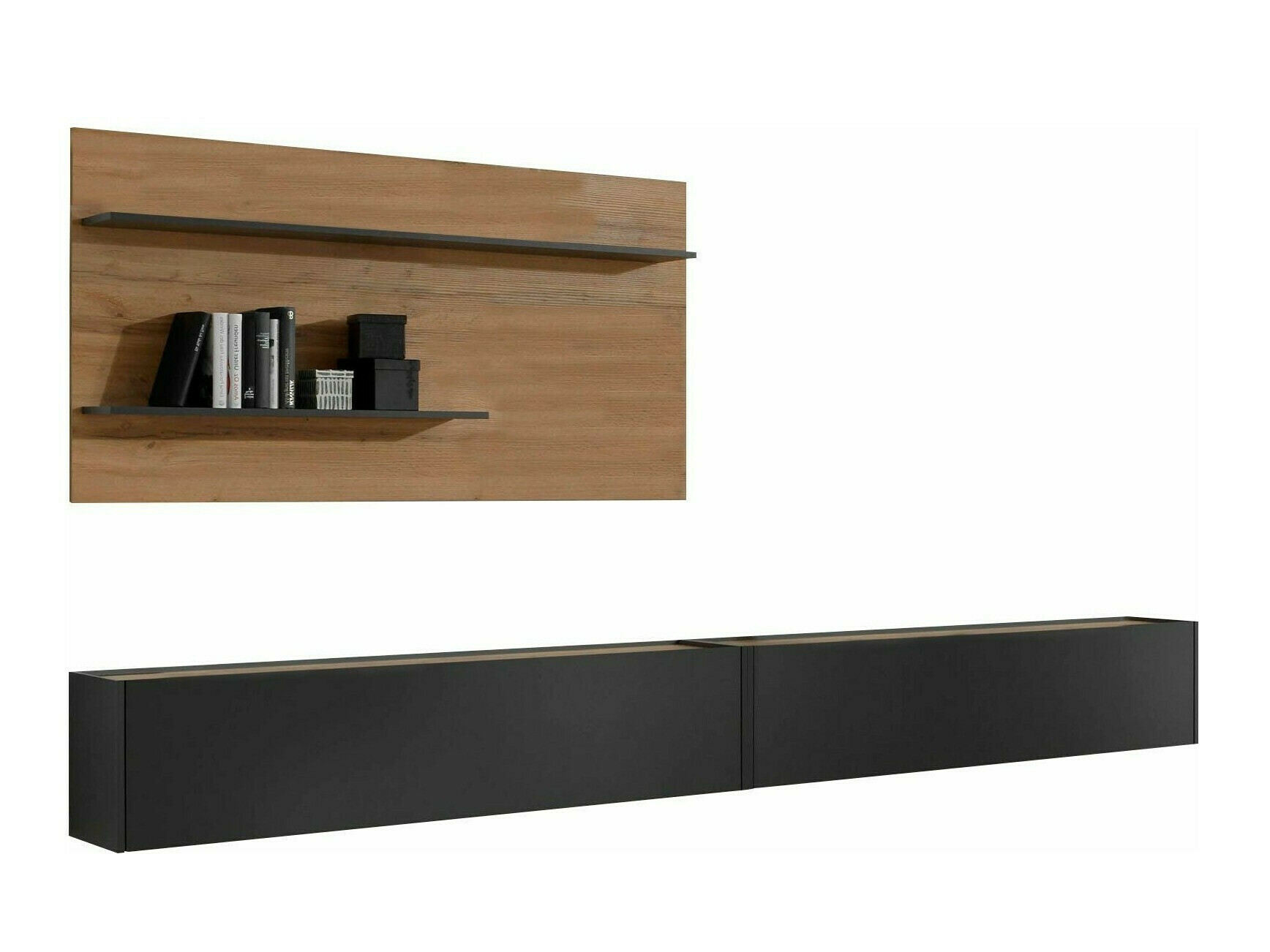 Σετ επίπλων σαλονιού Elbsori 120 (Ανθρακί + Δρυς wotan)