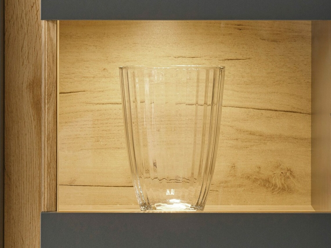 Σετ επίπλων σαλονιού Elbsori 122 (Ανθρακί + Δρυς wotan)