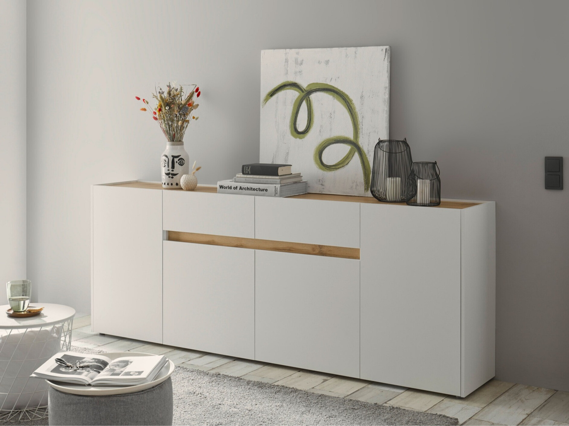 Συρταριέρα Elbsori 118 (Άσπρο + Δρυς wotan)