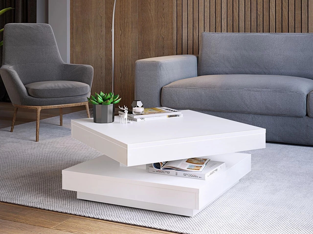 Coffee table transformer Comfivo Pisces (White)
