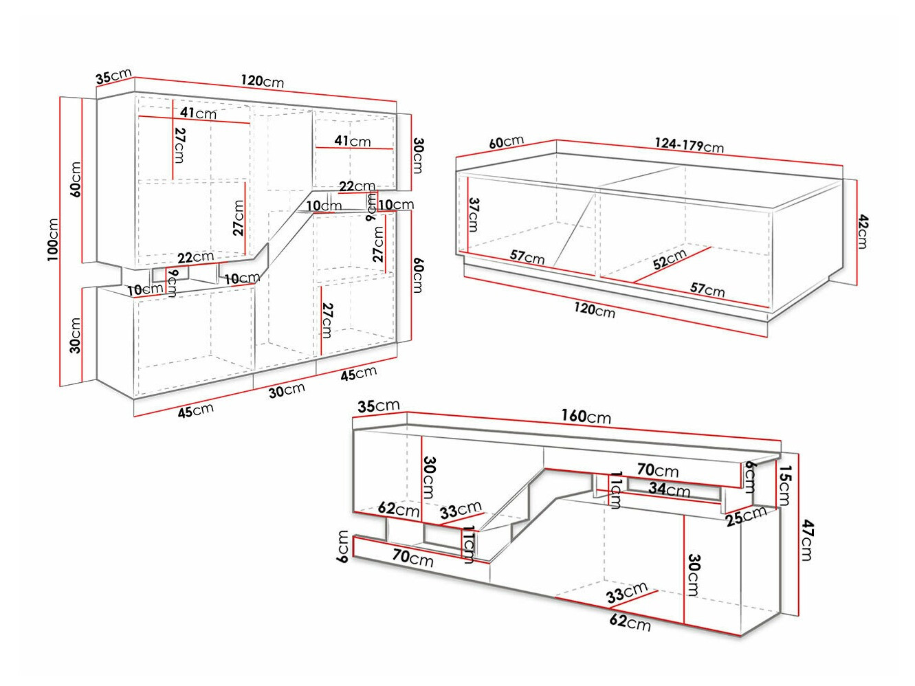 Σετ επίπλων σαλονιού Comfivo Daldune I (Δρυς wotan + Ανθρακί)