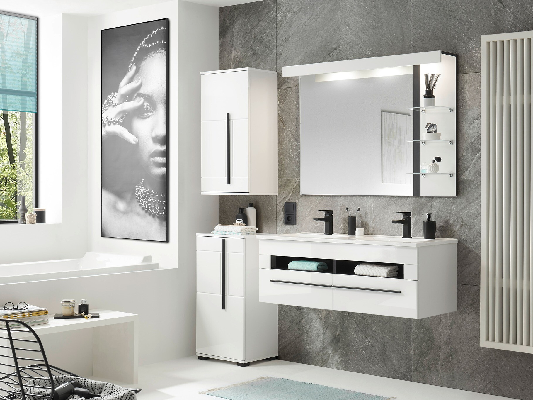 Wall-mounted bathroom cabinet for washbasin Torbelu 100