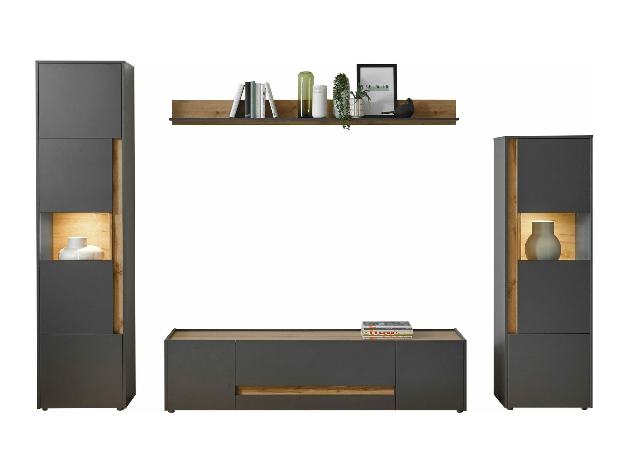 Living room set Elbsori 130 (Anthracite + Wotan Oak)