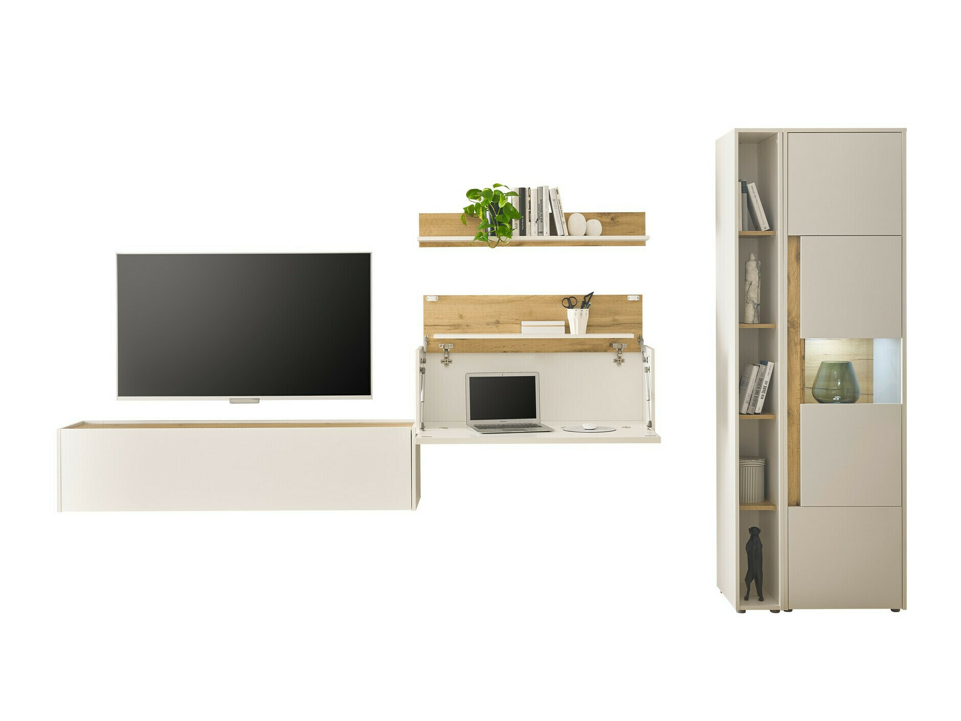 Living room set Elbsori 133 (White + Wotan Oak)