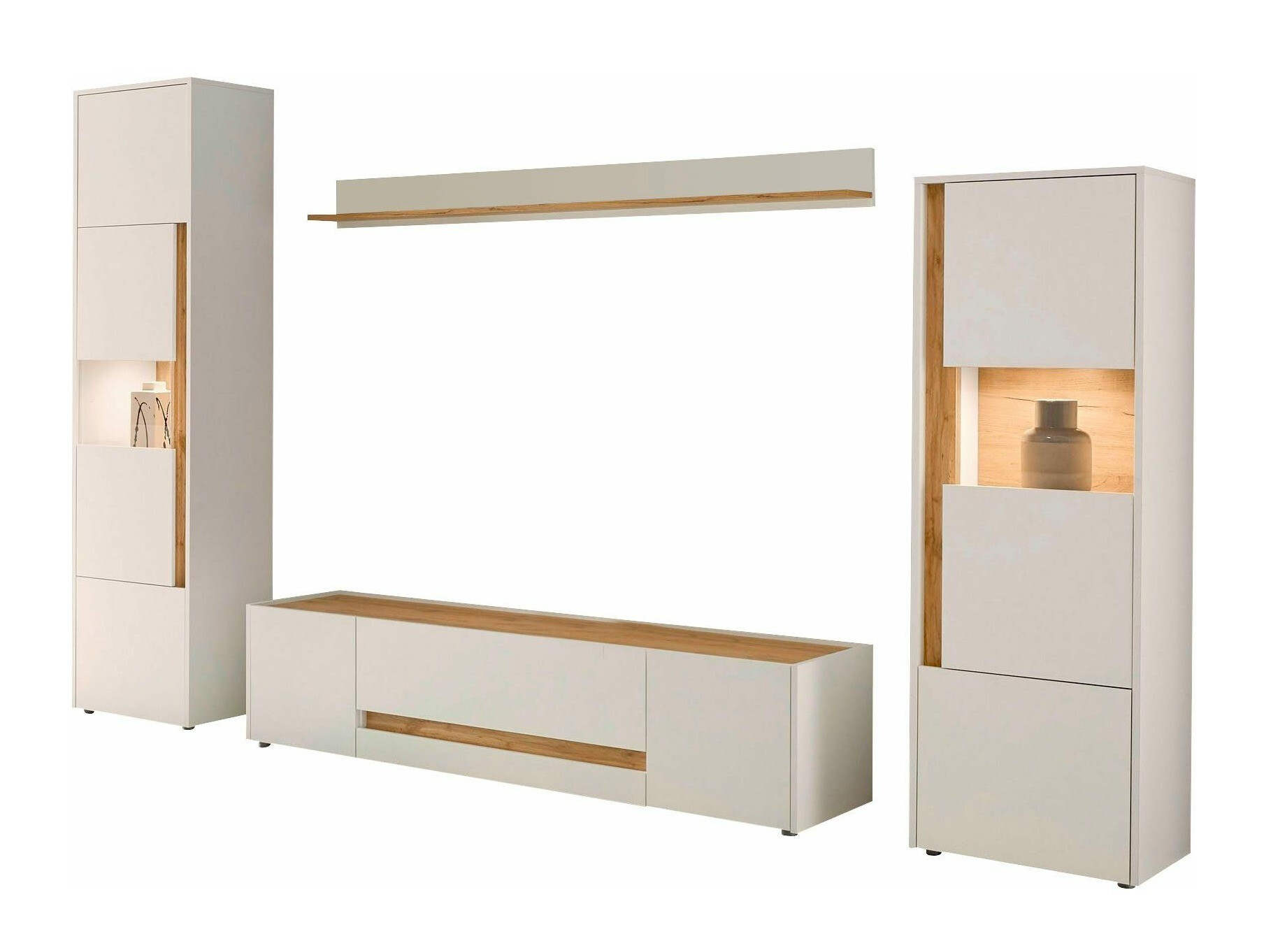 Σετ επίπλων σαλονιού Elbsori 130 (Άσπρο + Δρυς wotan)