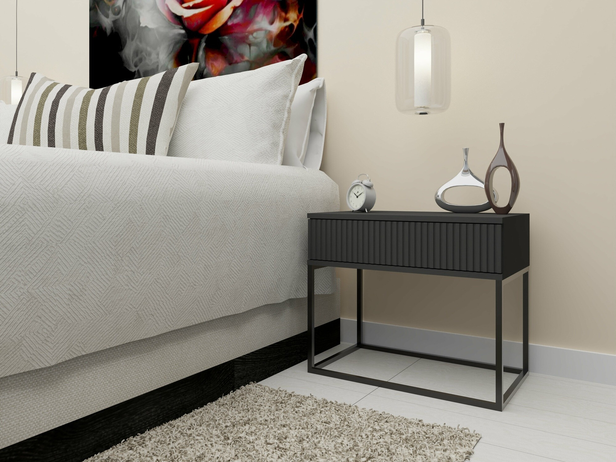 Κομοδίνο Bristol 190 (Ανθρακί)