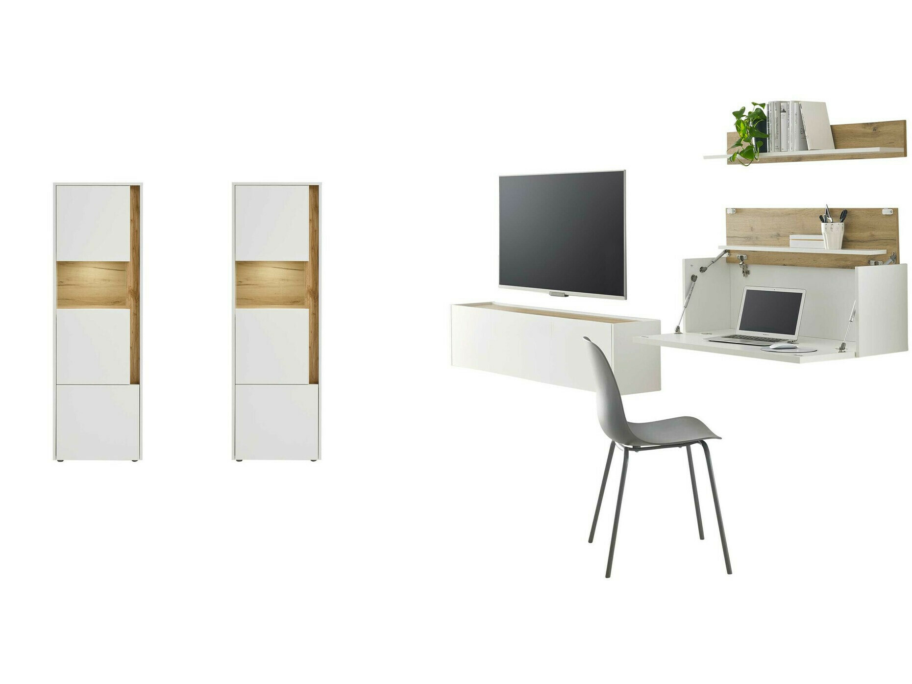 Living room set Elbsori 136 (White + Wotan Oak)