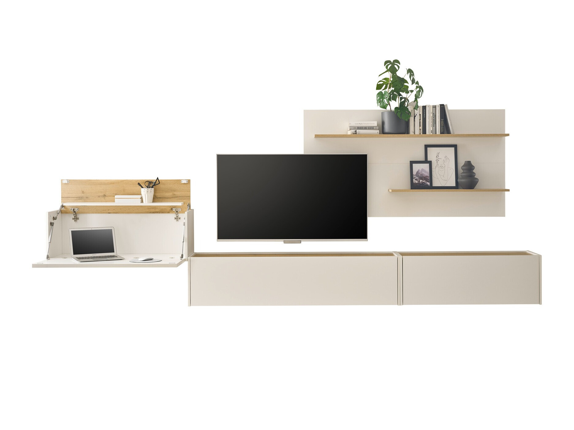 Σετ επίπλων σαλονιού Elbsori 137 (Άσπρο + Δρυς wotan)