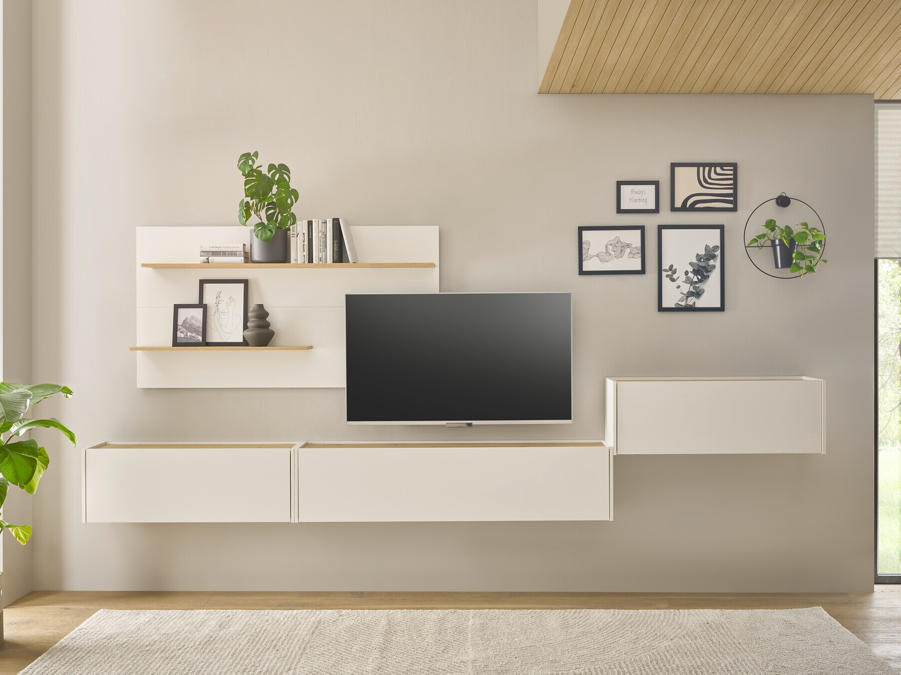 Σετ επίπλων σαλονιού Elbsori 137 (Άσπρο + Δρυς wotan)