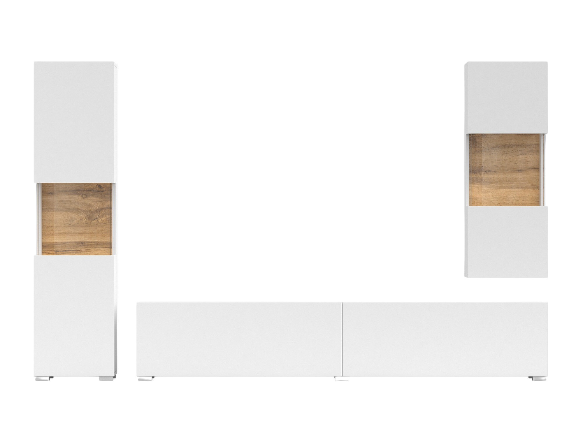 Σετ επίπλων σαλονιού Revmiru 106 (Άσπρο + Δρυς wotan)