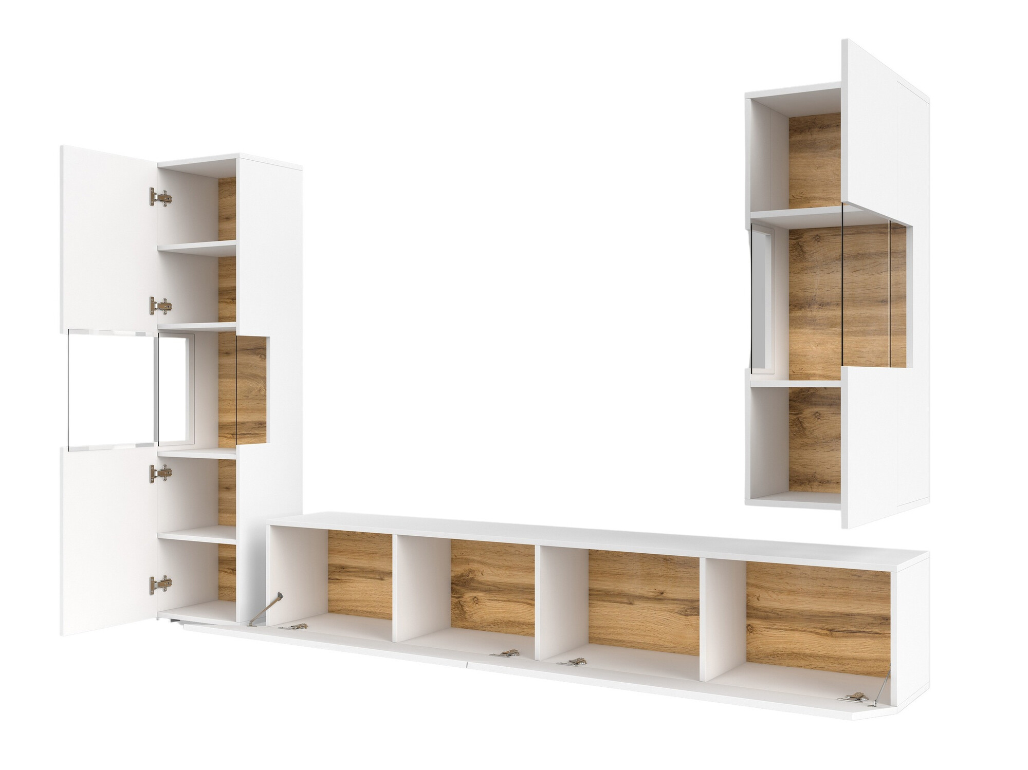 Σετ επίπλων σαλονιού Revmiru 106 (Άσπρο + Δρυς wotan)