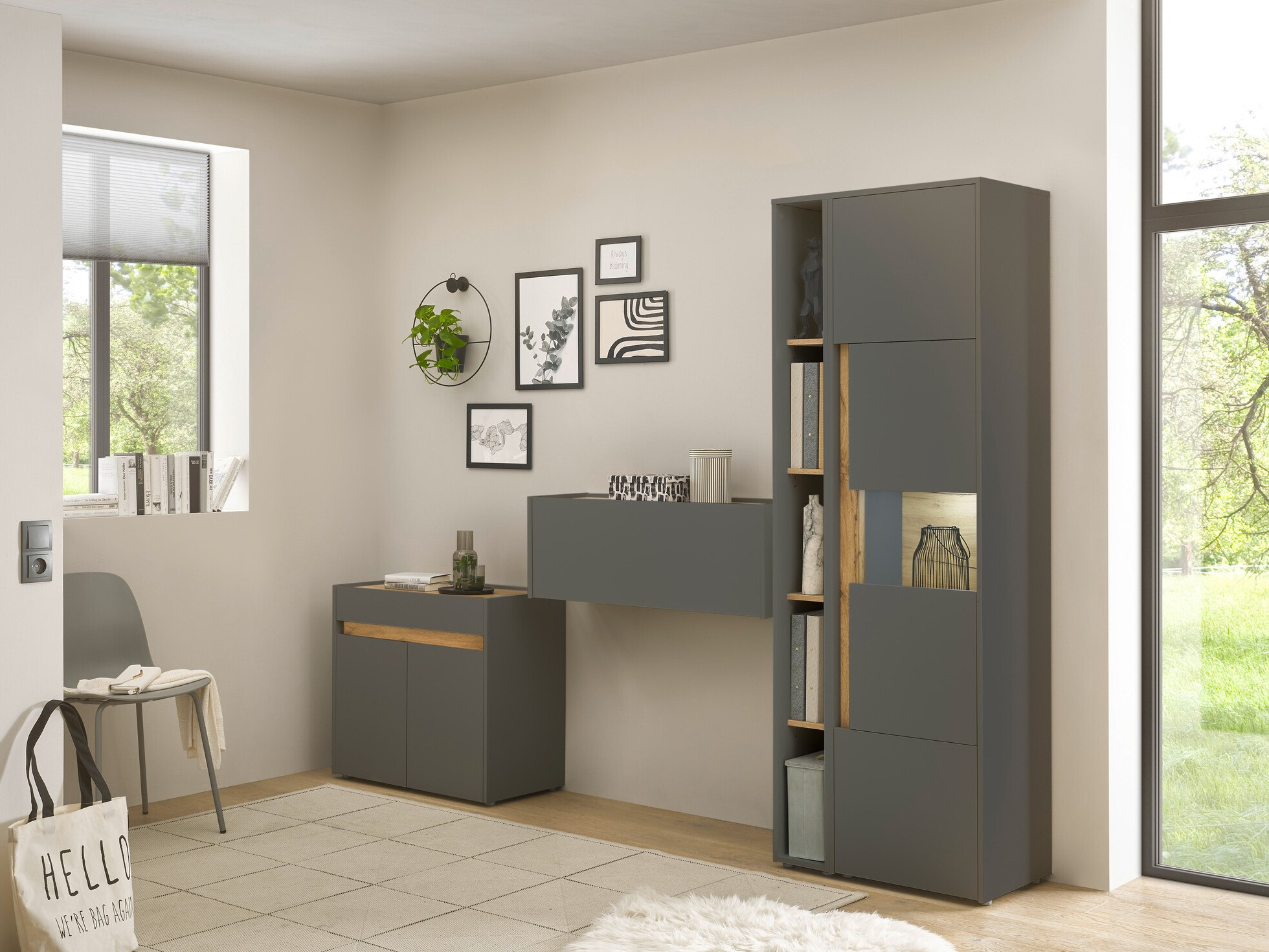 Furniture set Elbsori 139 (Anthracite + Wotan Oak)