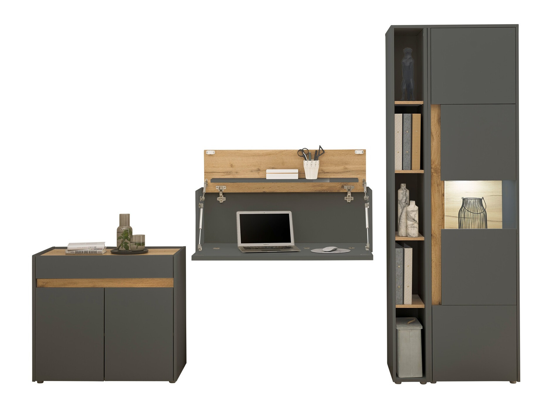 Furniture set Elbsori 139 (Anthracite + Wotan Oak)