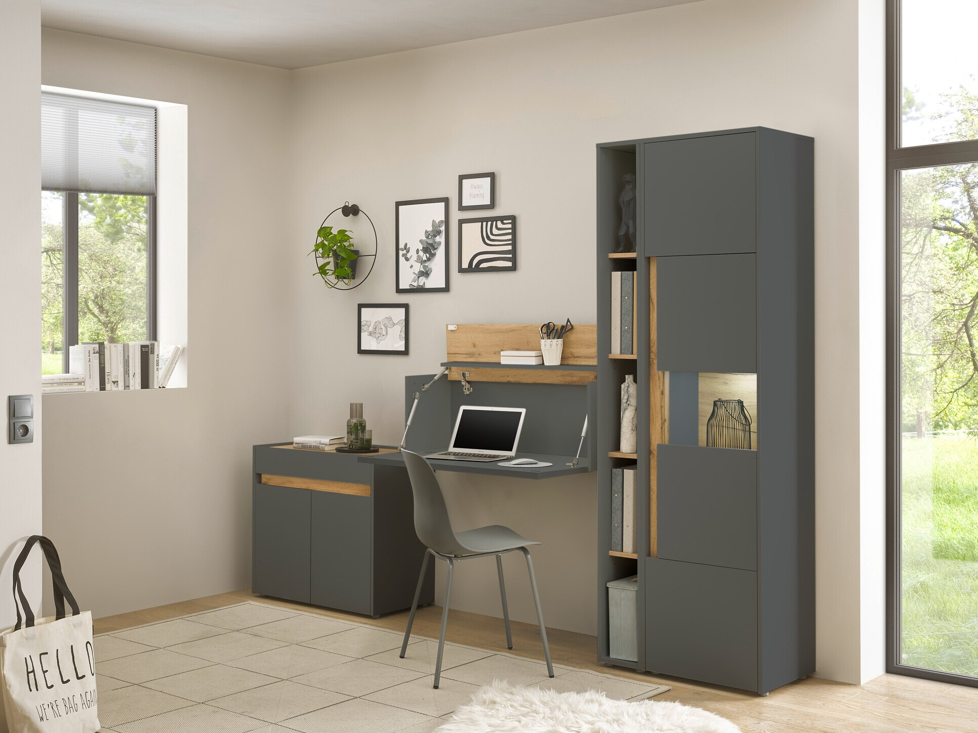 Furniture set Elbsori 139 (Anthracite + Wotan Oak)