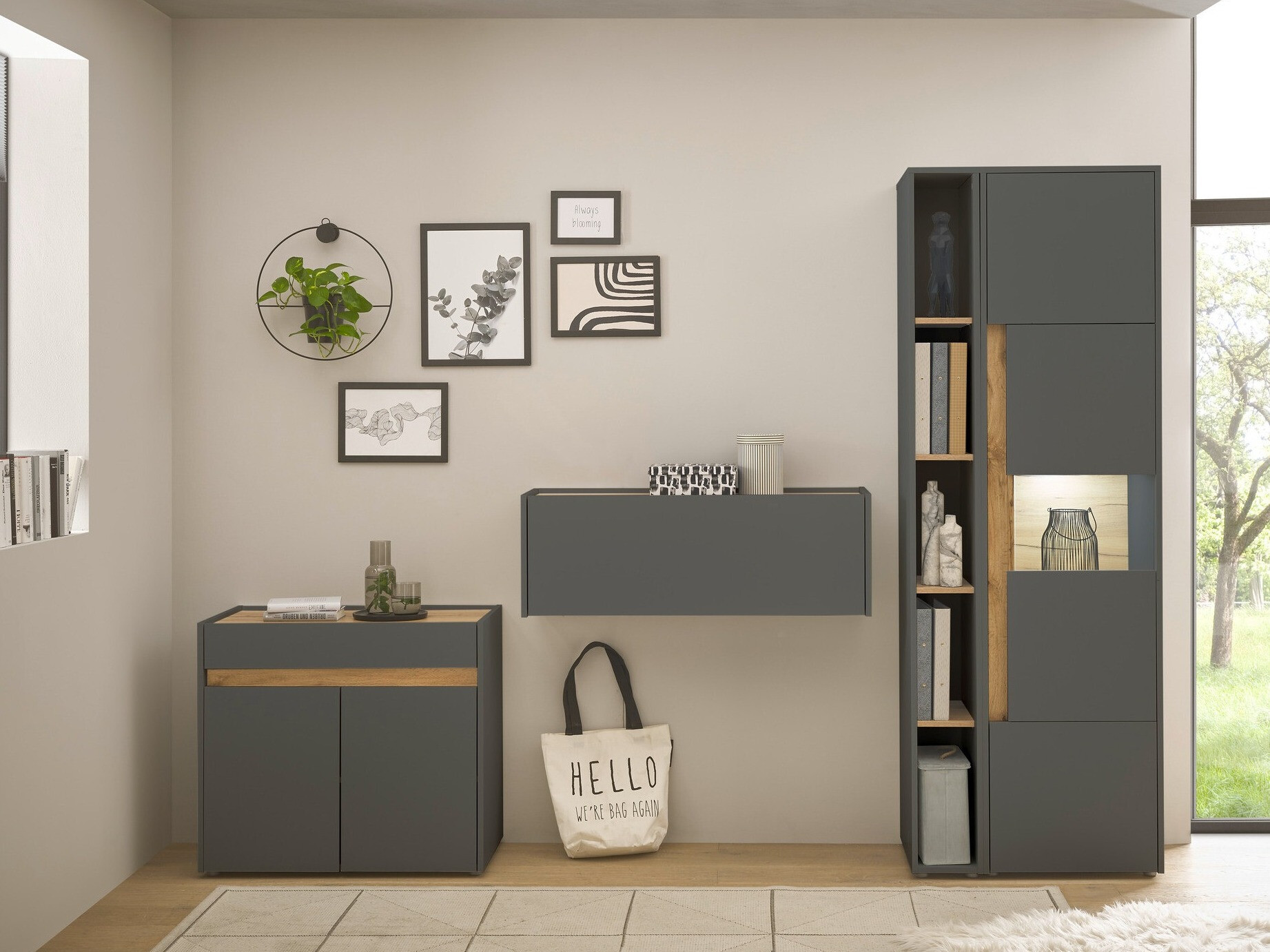 Furniture set Elbsori 139 (Anthracite + Wotan Oak)
