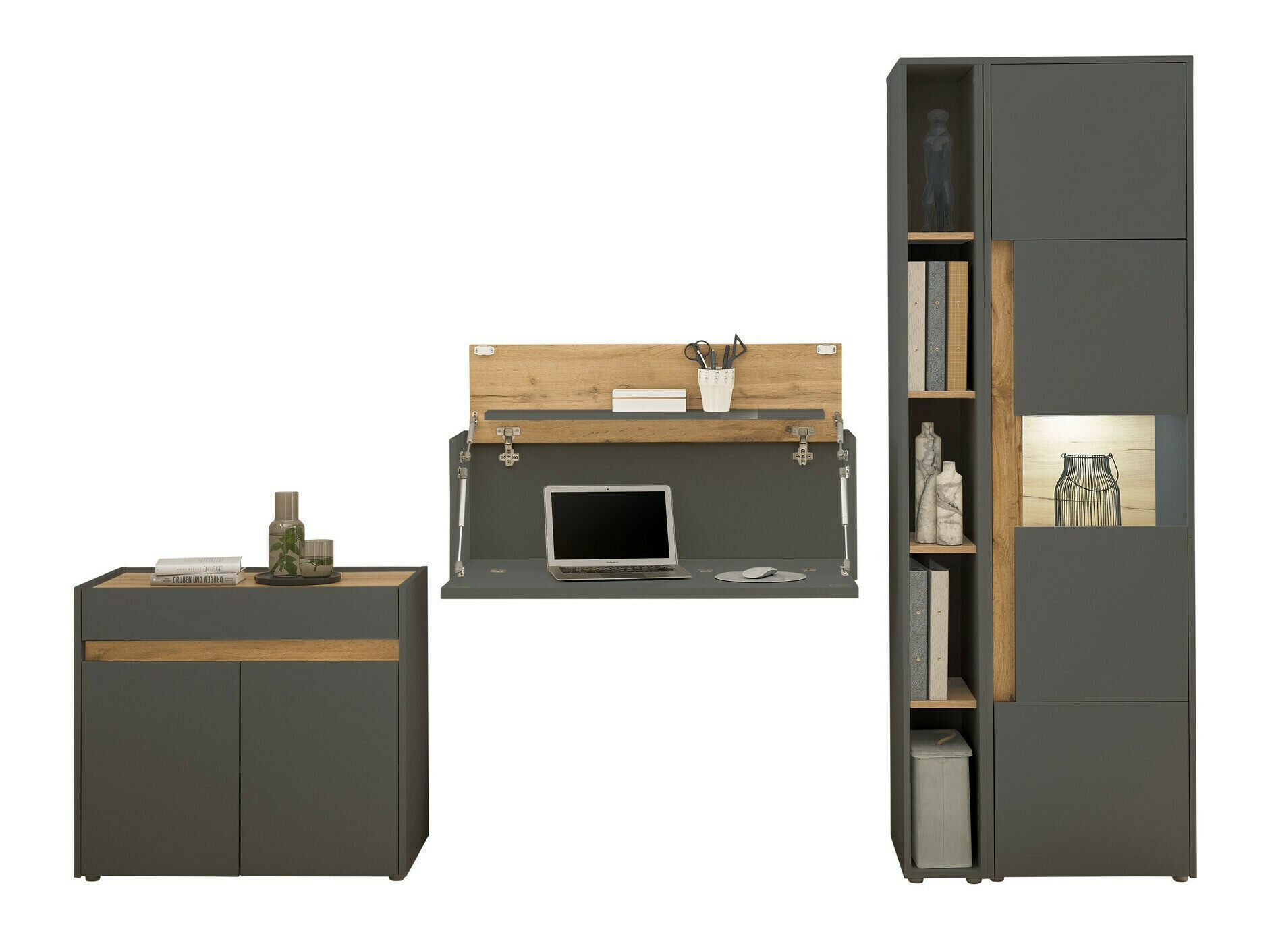 Furniture set Elbsori 139 (Anthracite + Wotan Oak)
