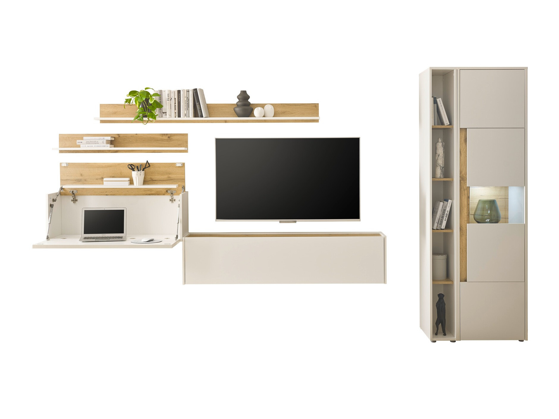 Living room set Elbsori 140 (White + Wotan Oak)