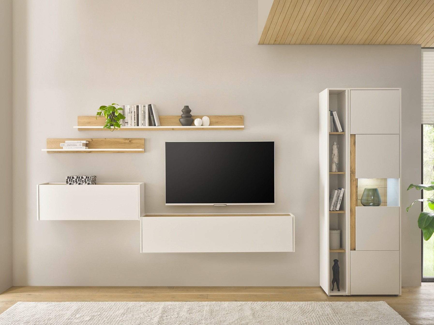 Living room set Elbsori 140 (White + Wotan Oak)