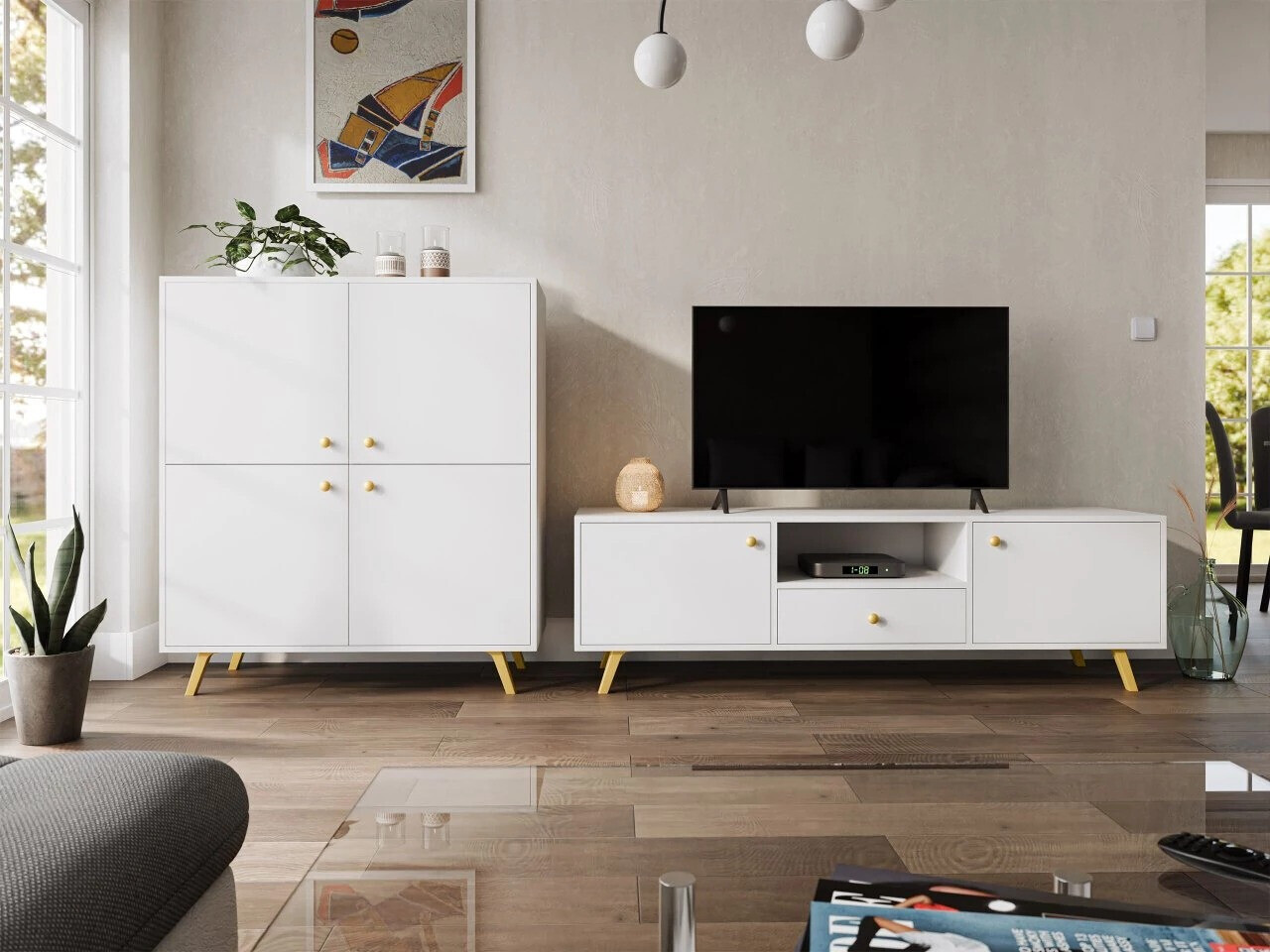 Σετ επίπλων σαλονιού Monfera 105 (Άσπρο)