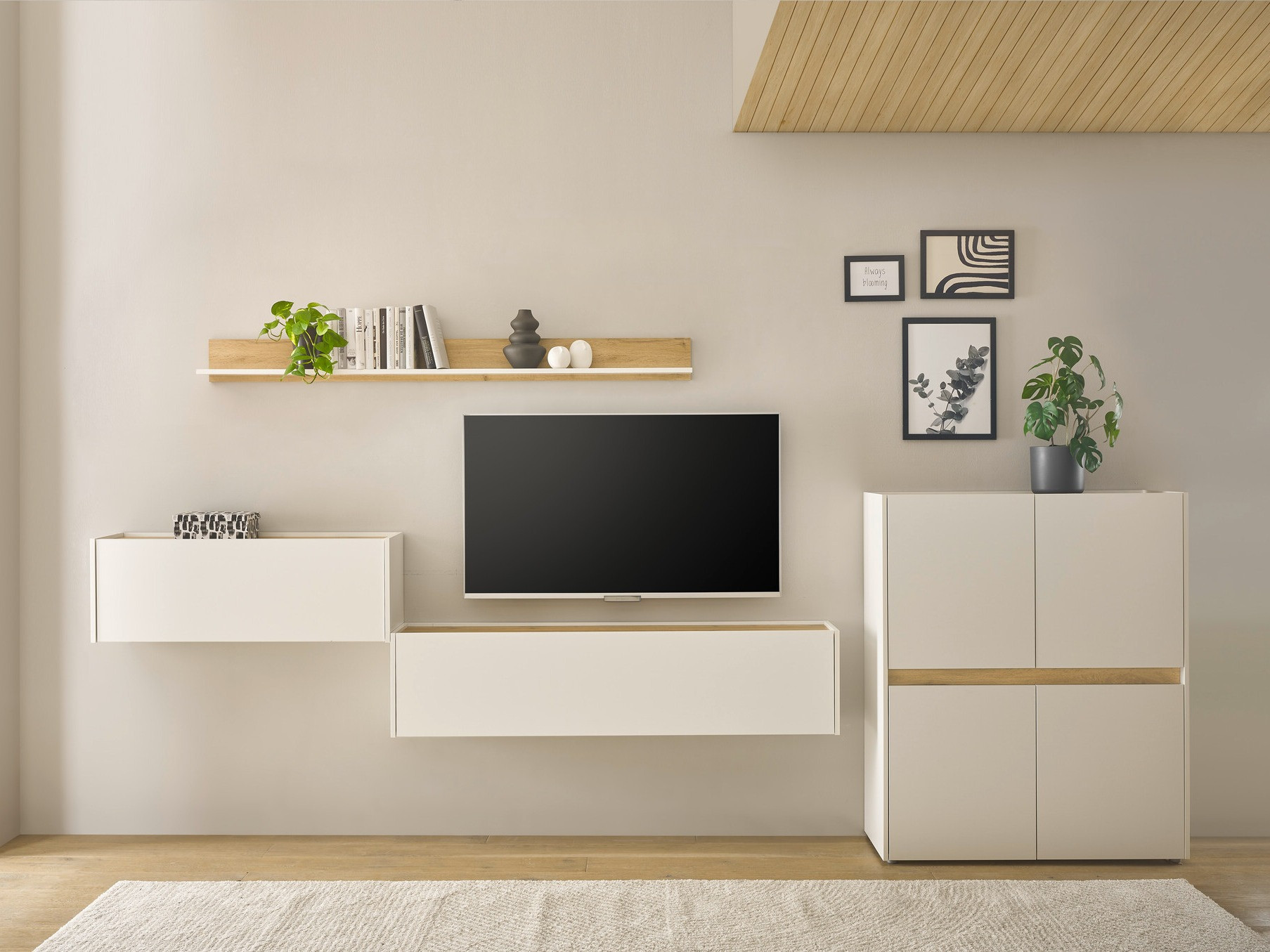 Living room set Elbsori 144 (White + Wotan Oak)
