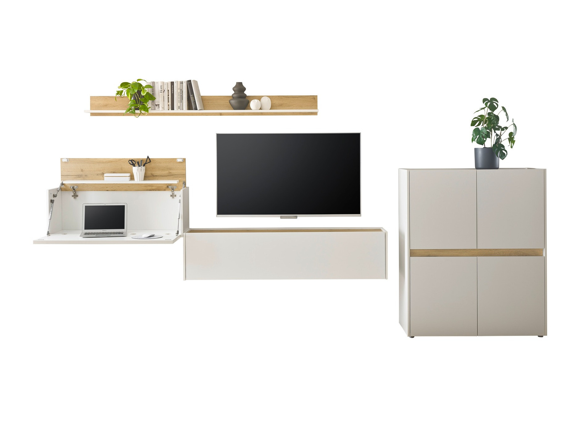 Living room set Elbsori 144 (White + Wotan Oak)