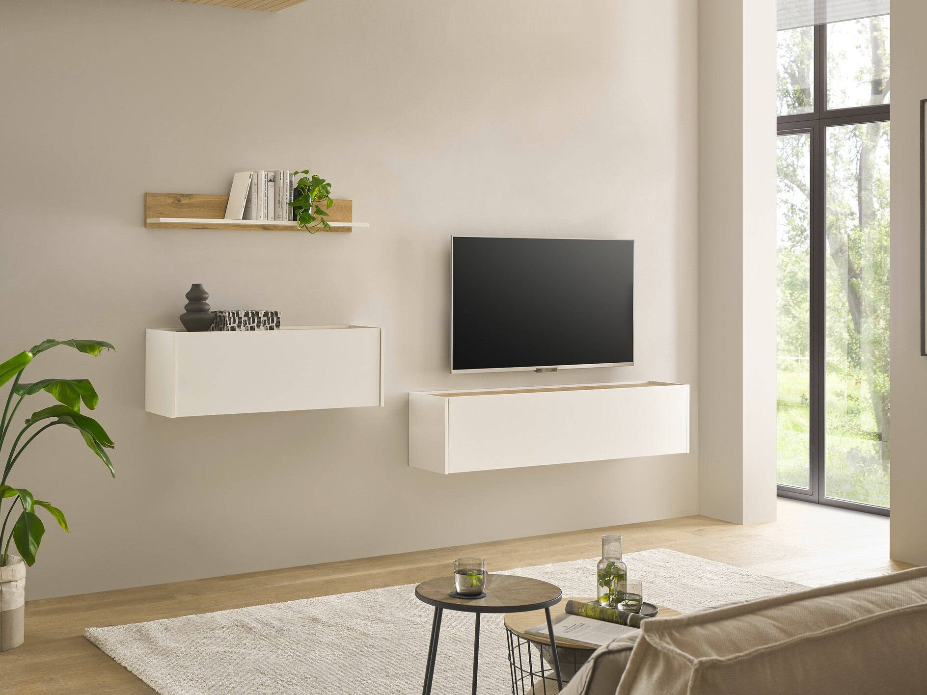 Σετ επίπλων σαλονιού Elbsori 143 (Άσπρο + Δρυς wotan)