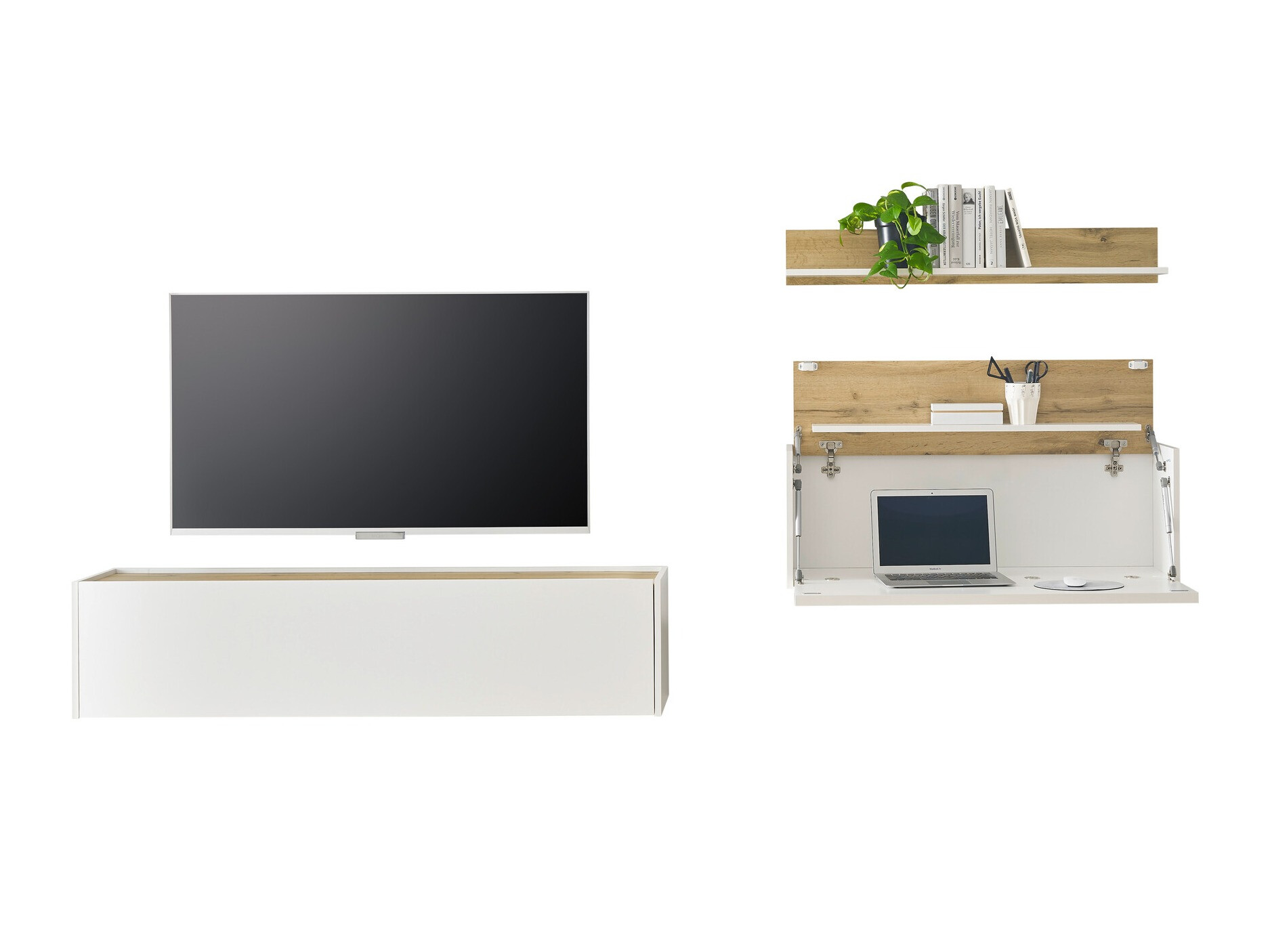 Σετ επίπλων σαλονιού Elbsori 143 (Άσπρο + Δρυς wotan)