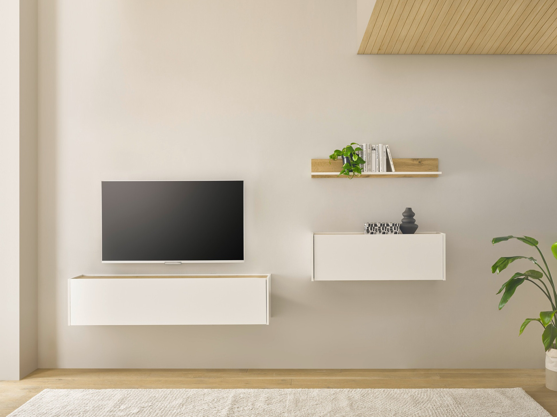 Σετ επίπλων σαλονιού Elbsori 143 (Άσπρο + Δρυς wotan)