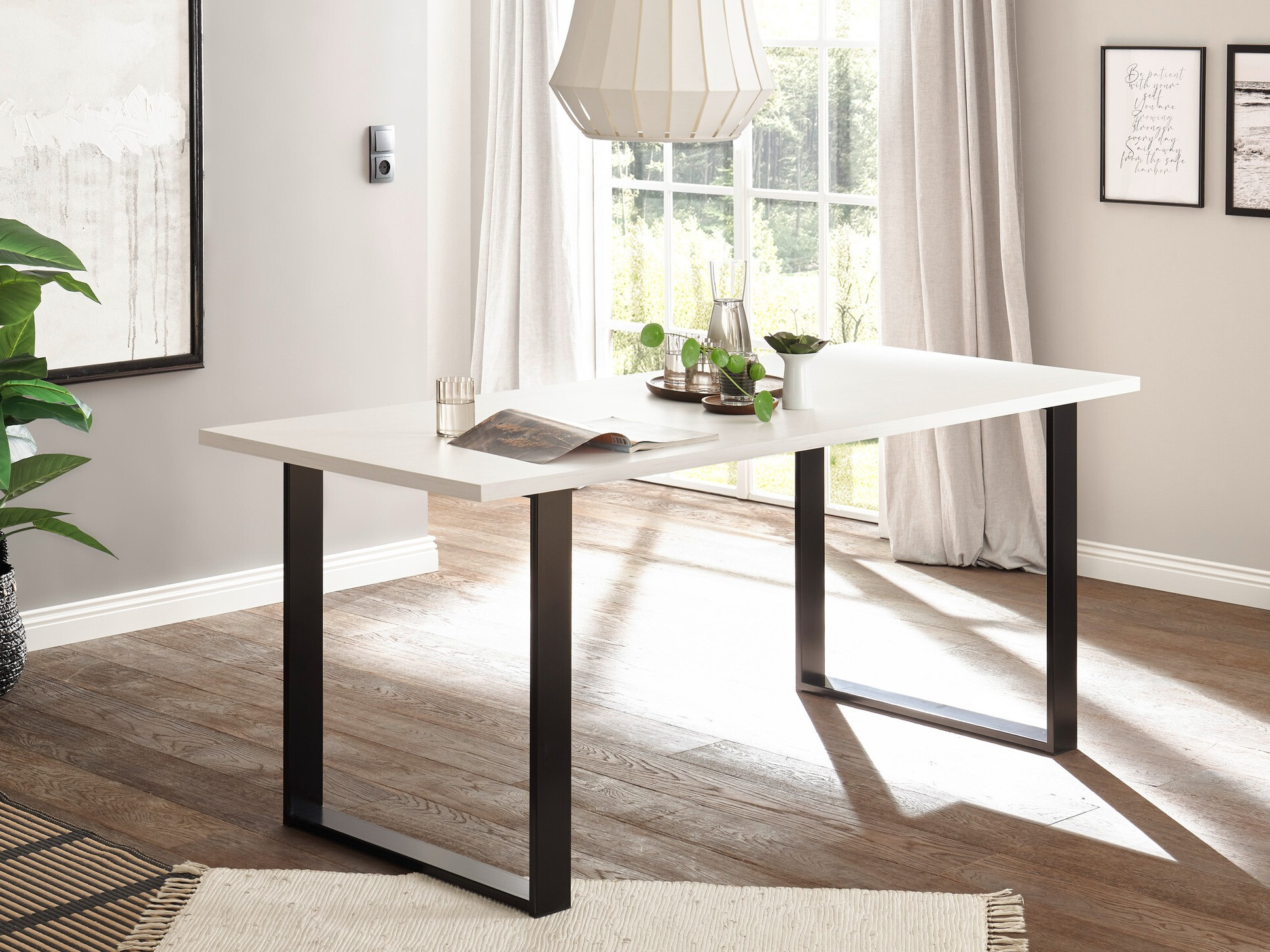 Τραπέζι Cirtale 100 (Λευκασμένο πεύκο + Ανθρακί)