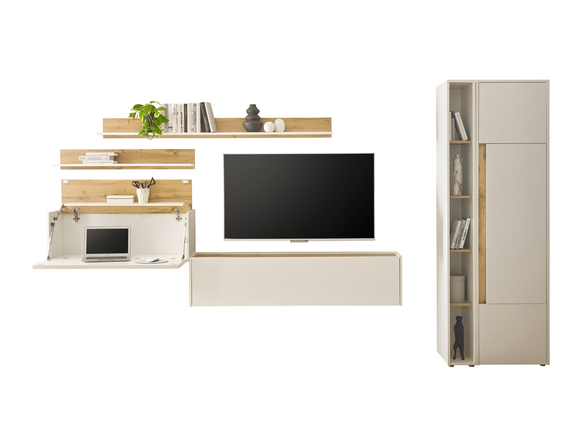 Living room set Elbsori 145 (White + Wotan Oak)