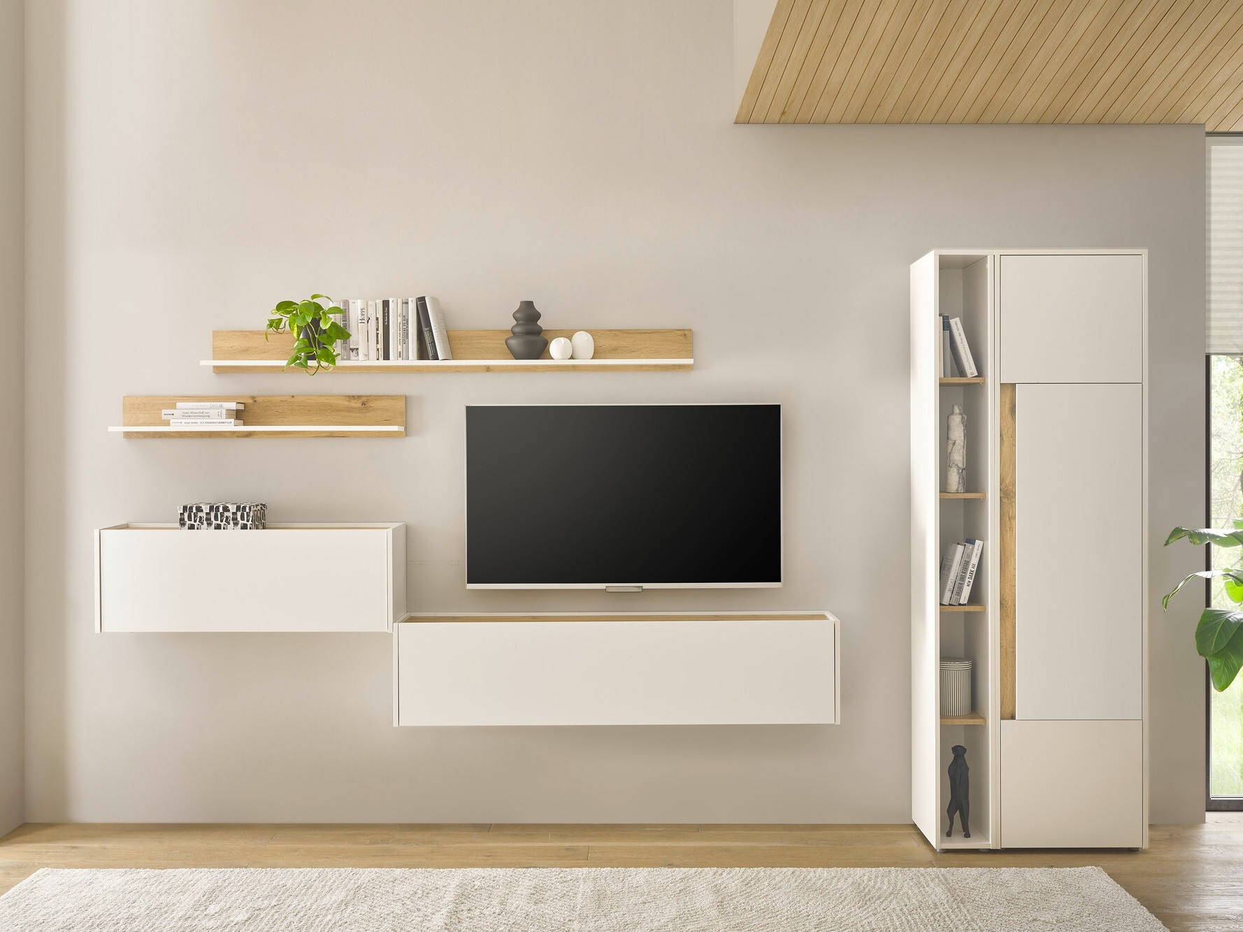 Living room set Elbsori 145 (White + Wotan Oak)