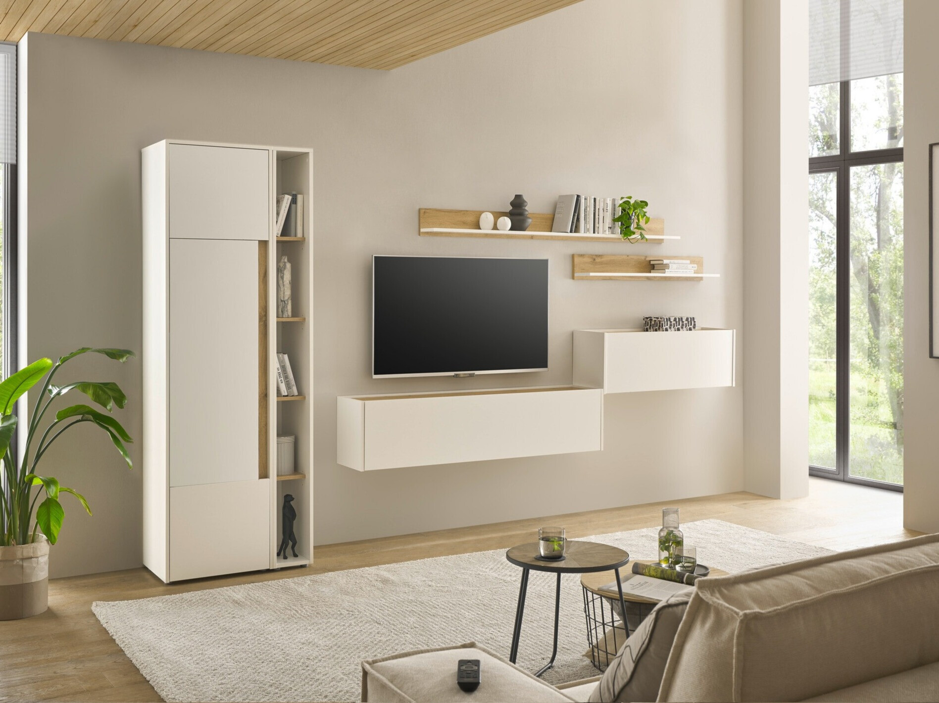 Living room set Elbsori 145 (White + Wotan Oak)