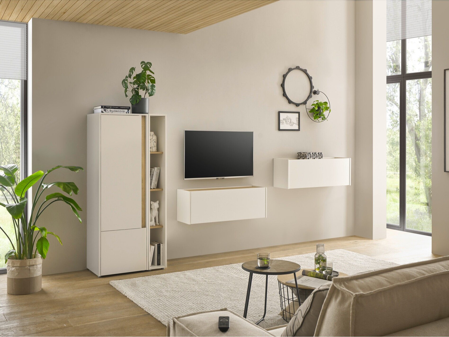 Living room set Elbsori 146 (White + Wotan Oak)