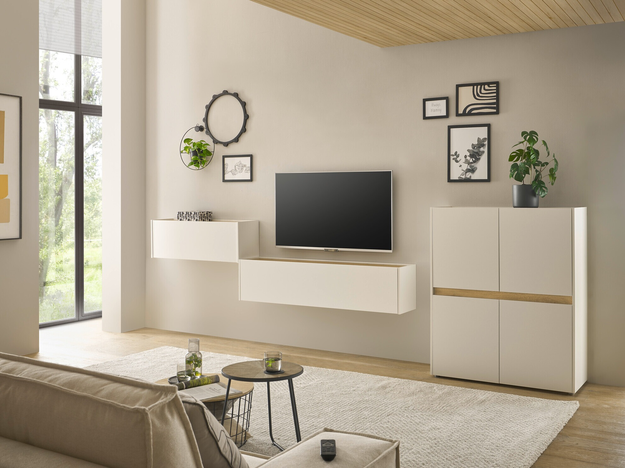 Σετ επίπλων σαλονιού Elbsori 148 (Άσπρο + Δρυς wotan)